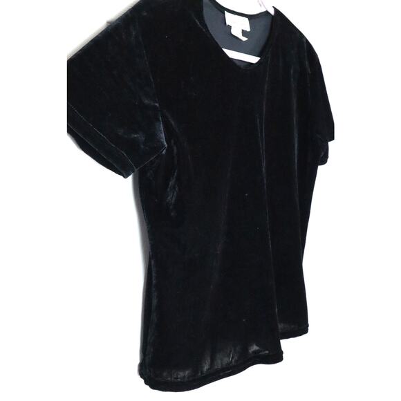 Vintage 90s Black Velvet Baby Tee Tshirt Top USA Practical Magic The Craft Large - Picture 2 of 6